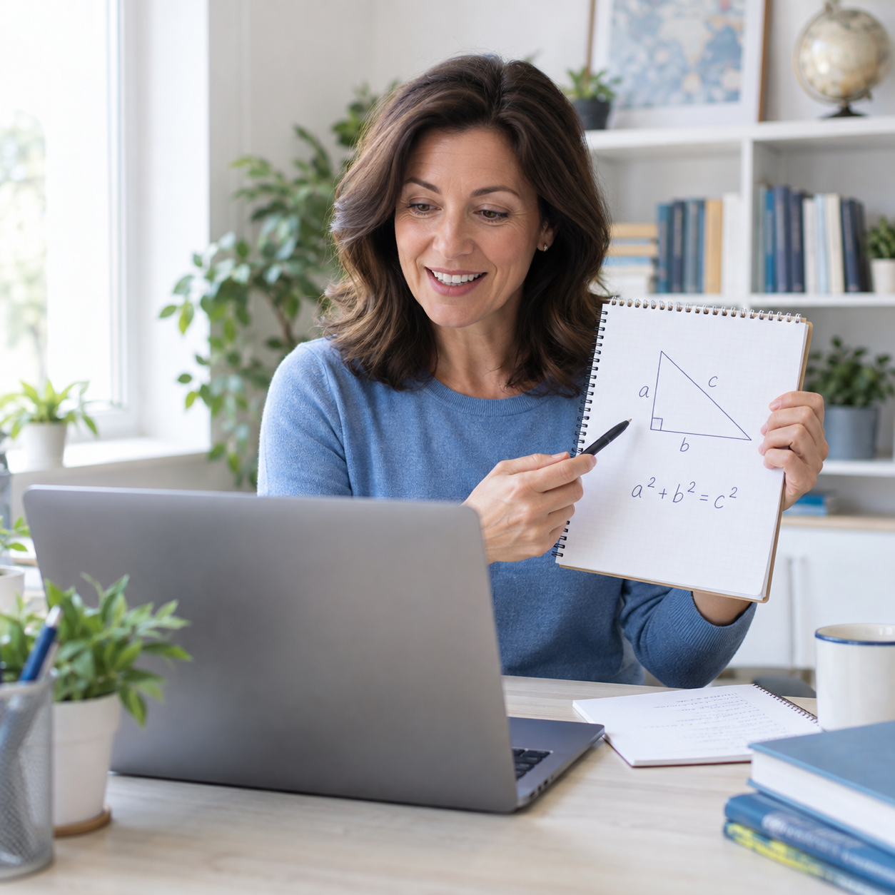 Tutor teaching an online lesson