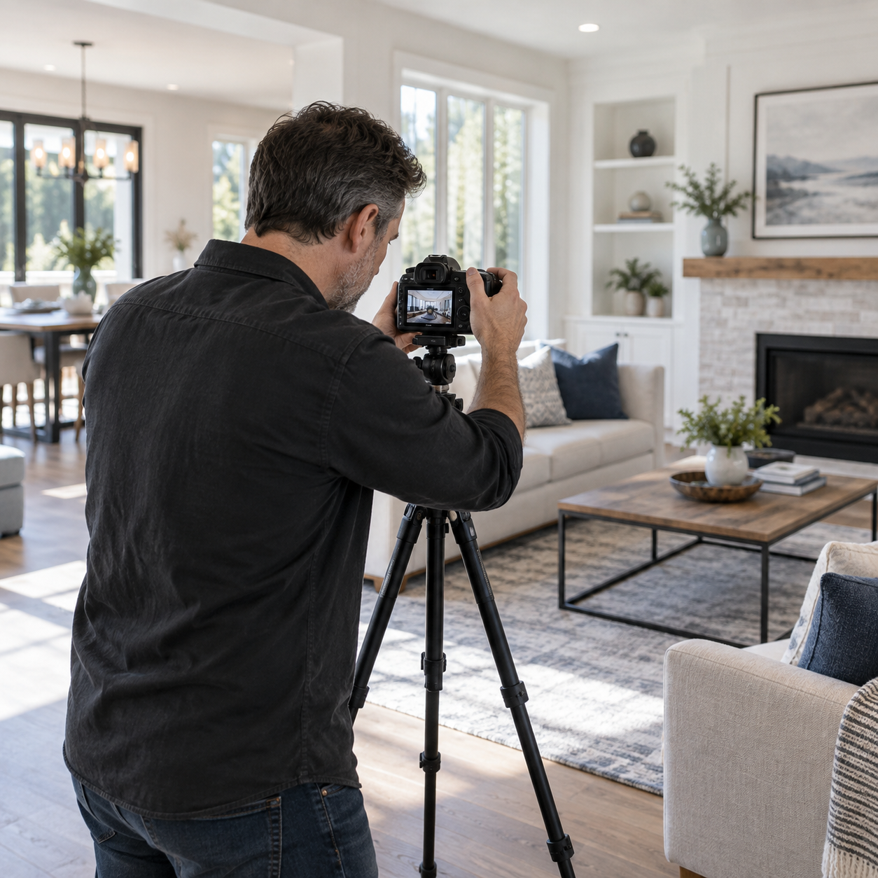 Photographer preparing a property listing